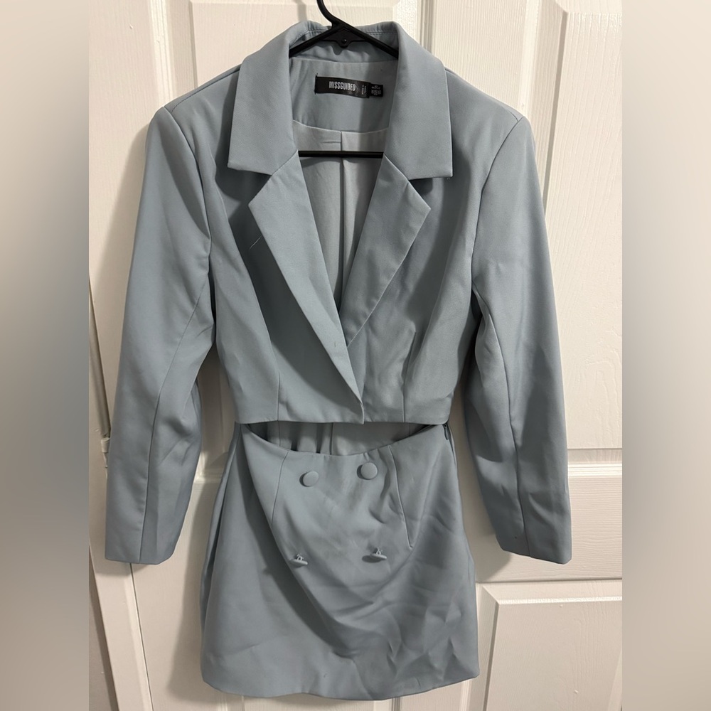 Missguided + Light Blue Blazer Dress